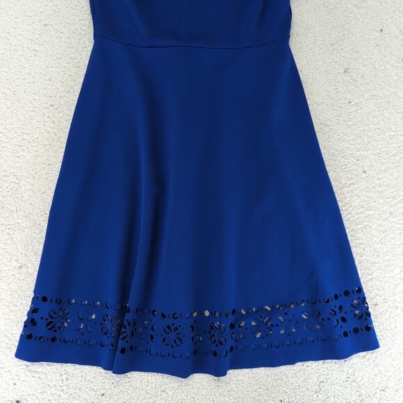 Banana Republic Cobalt Blue Short Sleeve Dress Laser Cut Ponte Women's Size 4 - Picture 4 of 9